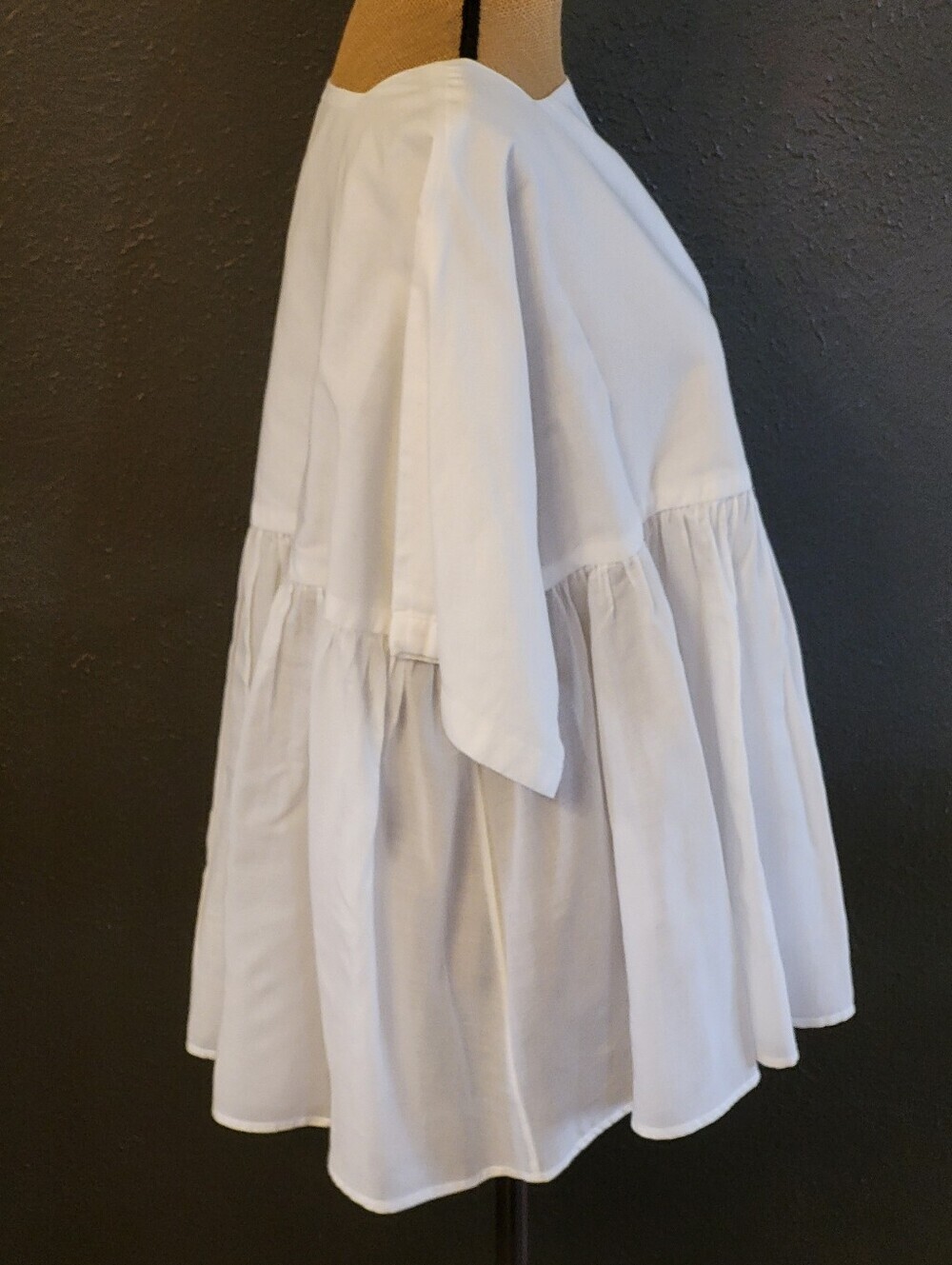 Peruvian Connection S/M White Cotton Poplin Babydoll Blouse - Picture 2 of 8